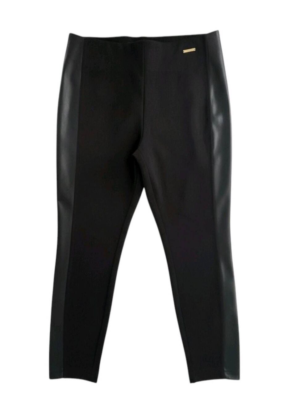 Andrew Marc Blk Full Control Waistband Leggings, Knit/Faux Leather, NWT, M